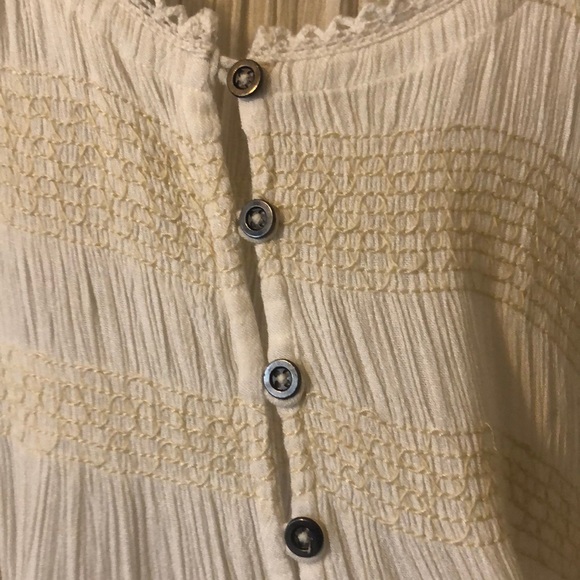 Free People Boho Style Top Beige Long Sleeves Sz M - Picture 5 of 8